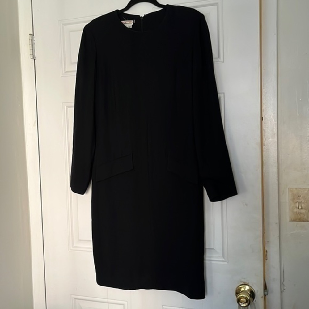 Talbots Black Long Sleeve Sheath Dress
